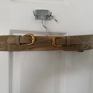 NWOT Maje Tan Suede Belt with Gold Buckle-XXS-XS